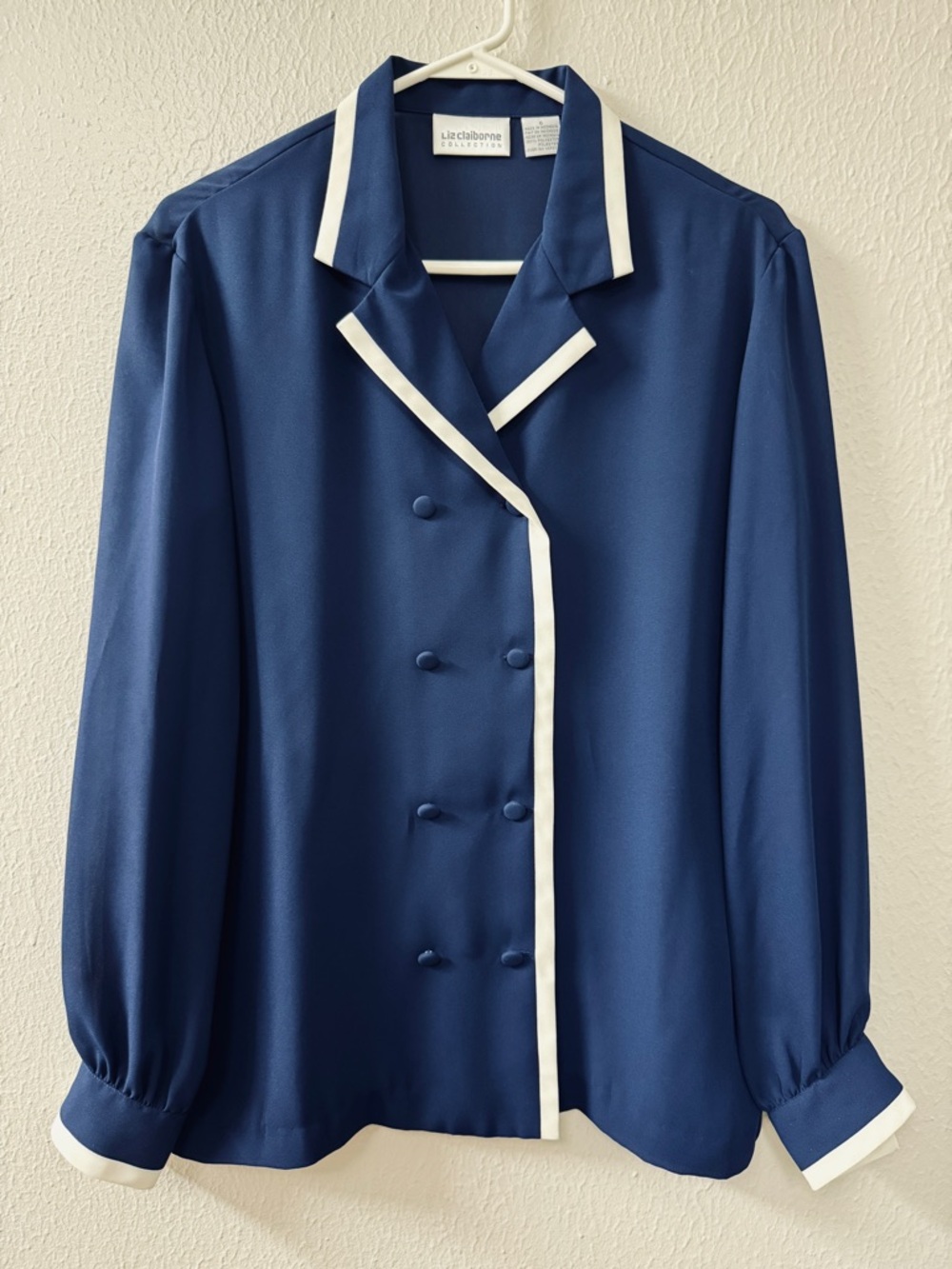 Liz Claiborne Blue Blouse with White Highlights